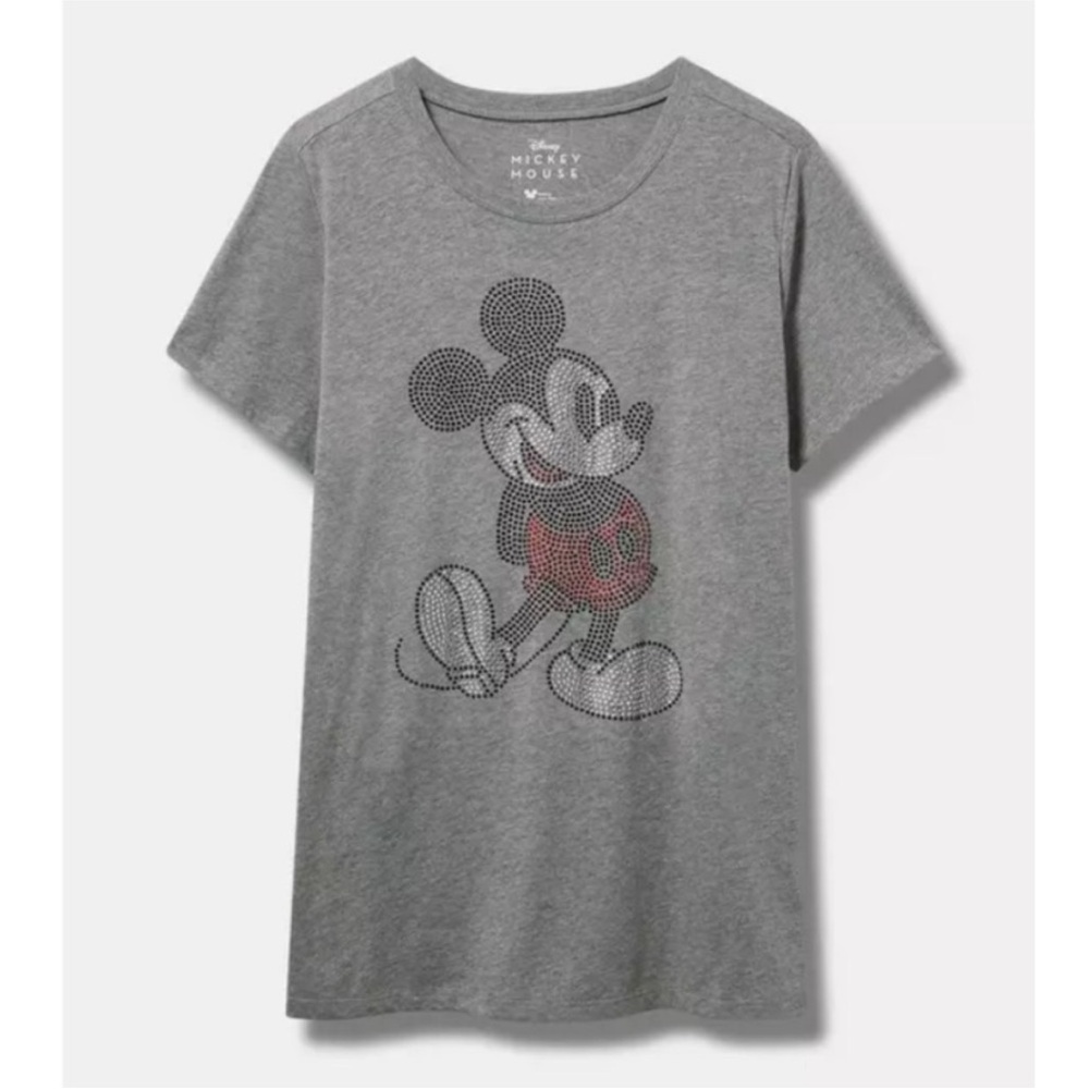 TORRID Disney Grey Mickey Mouse Rhinestone Short Sleeve Tee